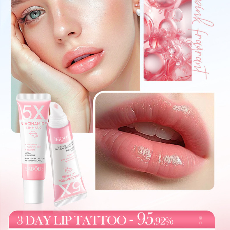 SADOER Anti Dry Cracking 5X Nicotinamide Lip Mask Pink Tender Moisturizer Sleeping Mask 0x14