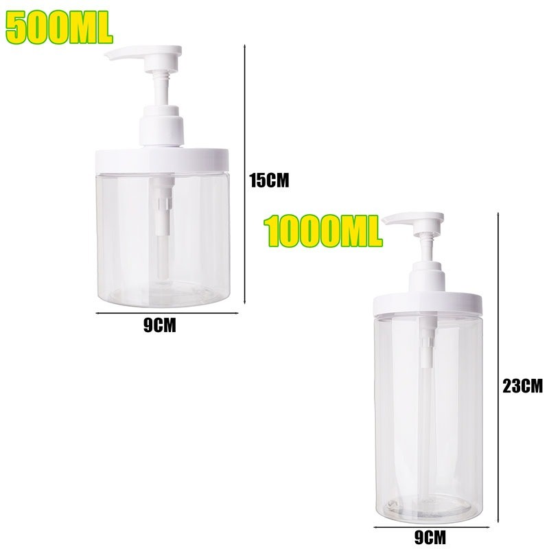 500/1000มล ขวดปั๊มพลาสติกเปล่า / ขวดจ่ายโลชั่นแชมพูสําหรับเดินทาง / ภาชนะรีฟิลทนทาน - รูปที่ 7