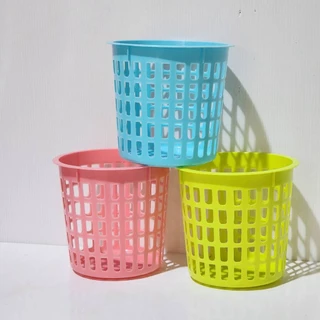(ยกโหล12ชิ้น) ตะกร้าพลาสติก ตะกร้ากลม ตะกร้าทรงสูง ขนาด 13*12 cm