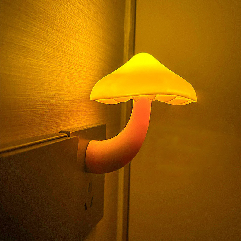 Creative LED Night Light Plug in Lamp Night Light Mini Pretty Mushroom-Shaped Light-control Sensor ไฟห้องนอนตกแต่งบ้าน