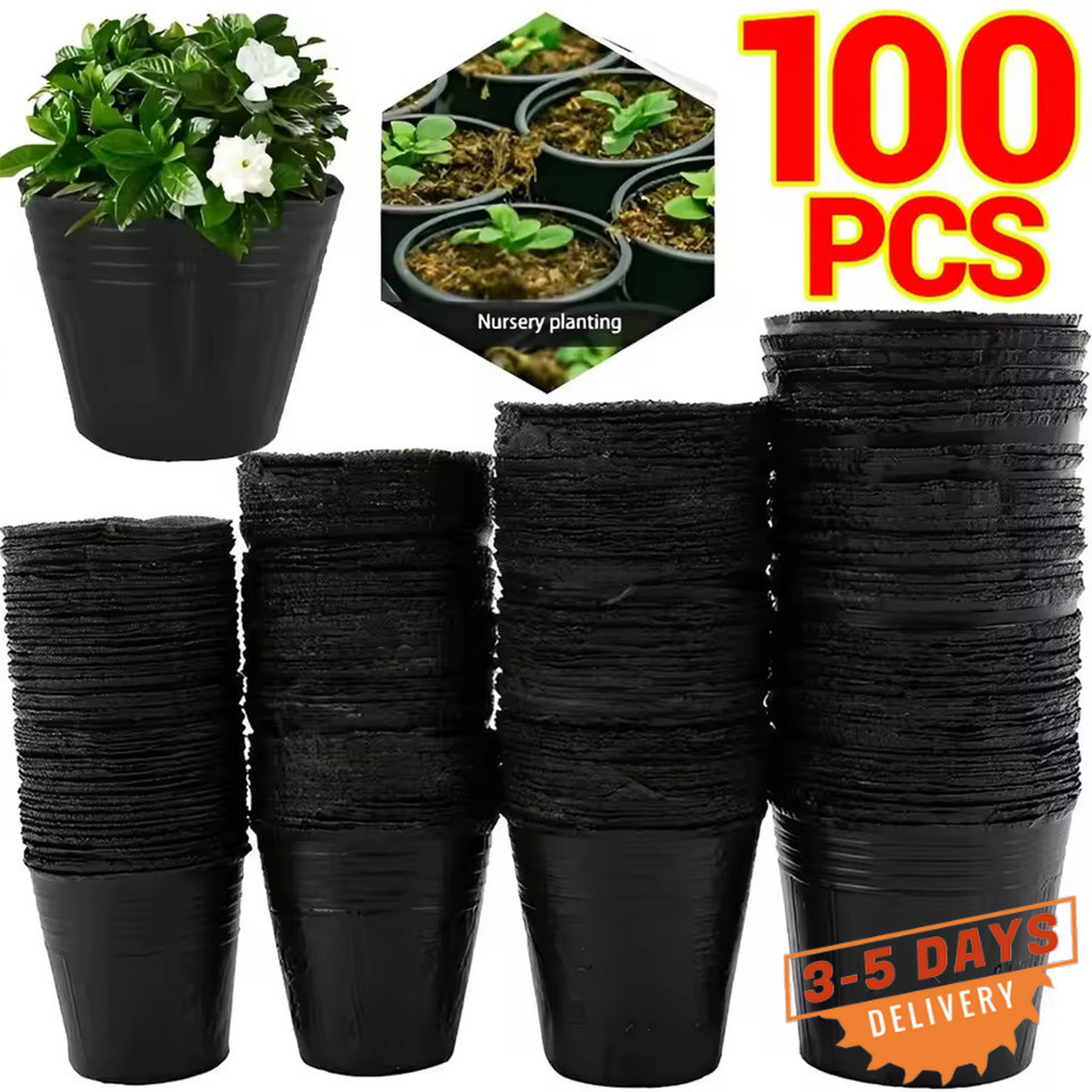 [3-5 วันมาถึง]กระถางเนอสเซอรี่ความร้อนสีดํา 50/100 ชิ้น | ถุงเพาะกล้าแบบหนาพร้อมรูระบายน้ําสําหรับทําสวนในบ้าน, การเพาะปลูกผักและการขยายพันธุ์พืช