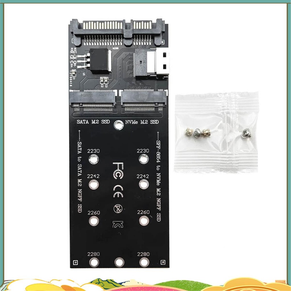 M2 SSD อะแดปเตอร์ M.2 SATA Ngff SSD เป็น SATA + M2 NVME SSD เป็น SFF-8654 Converter SATA เป็น M2 การ