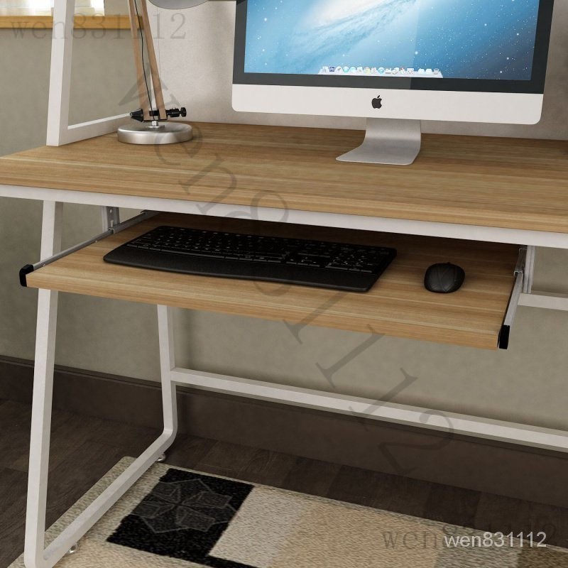 Under Desk Keyboard Tray Thickened Wooden Silent Hoisting Two-Section Rail Slide Keyboard DrawerType