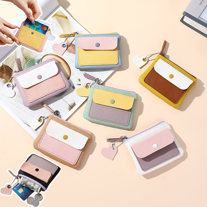 กระเป๋าตังหนังPUสีพาสเทล กระเป๋าใส่เหรียญ ใส่บัตรประชาชน บัตรเครติต บัตรพนักงาน กระเป๋าใส่เครื่องสำอางค์