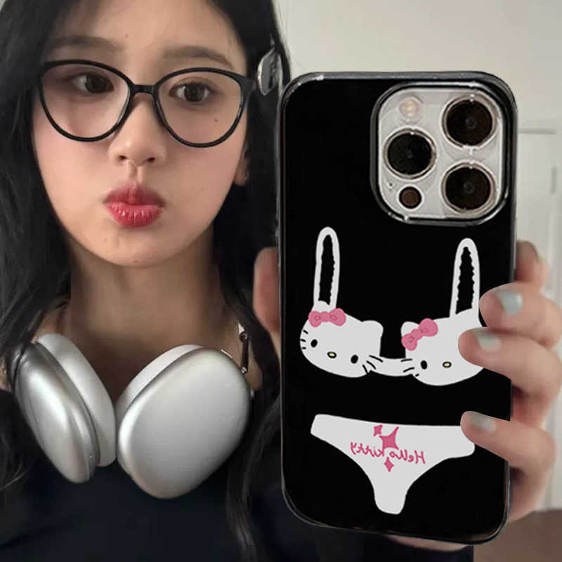 Sweet Cool Insน่ารักBow CatGlossy Soft ShellสําหรับiPhoneกรณี16Promax 15 15Promax 14Promax 14plus 13pro 13Promax 11 11pro 12Promax 12mini XR 7p 8Plus
