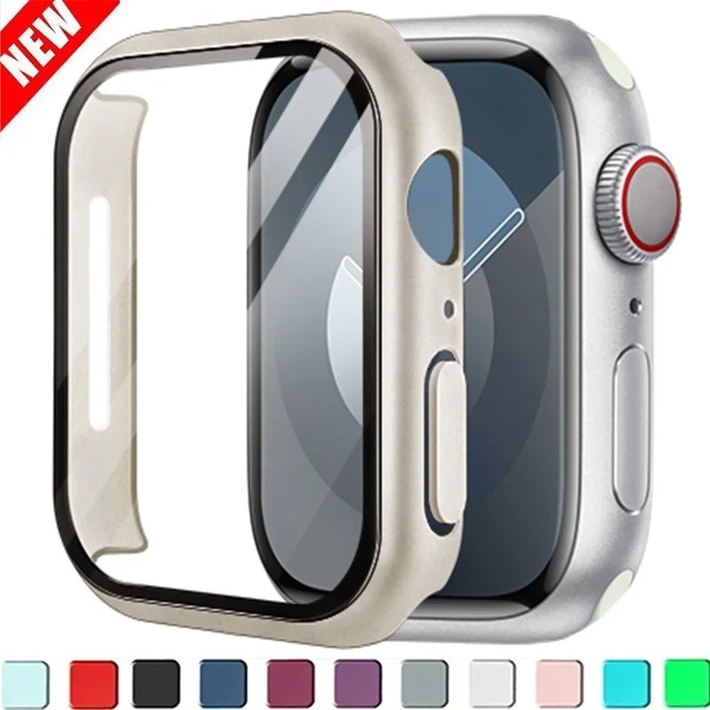 ฝาครอบกระจกนิรภัยสําหรับ Apple Watch 10 กรณี 42 มม.46 มม.9 8 7 6 Se 5 4 38 40 มม.ป้องกันหน้าจอสําหรับ iWatch Series 44 มม.45 มม.41 มม.42 มม.