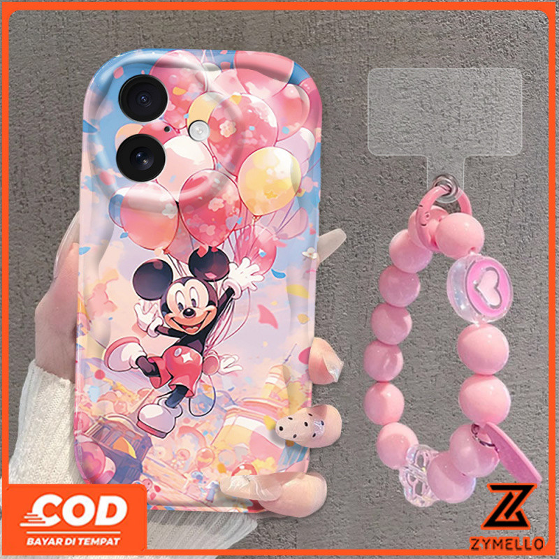 เคสสำหรับ Samsung A35 A55 A05 a05s A06 A03 A16 A12 A52 A54 A24 A13 A14 A20 A23 s24fe A34 A50 A51 A73 s22ultra s23fe s23ultra Flying Mickey Bracelet Anti-Fall TPU M
