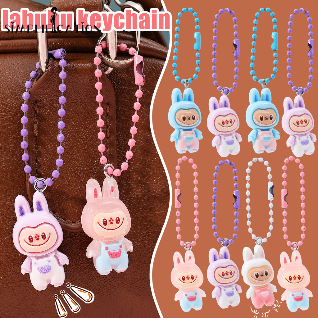 5ชิ้นมินิการ์ตูนลาบู ตุ๊กตาลูกปัดพวงกุญแจ-กระเป๋าเป้สะพายหลังแขวนตกแต่งจี้-เรซิ่นมินิมอนสเตอร์แกะพวงกุญแจ