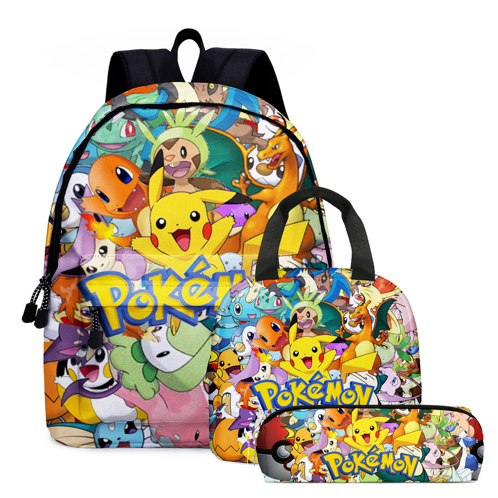 Pokemon Elementary School Students กระเป๋านักเรียน Pokémon Pikachu Backpack+กล่องดินสอ+กระเป๋าใส่ข้าวกลางวัน ราคา ถูกที่สุด ดีลบีเคเค แกลเลอรีภาพที่ 3