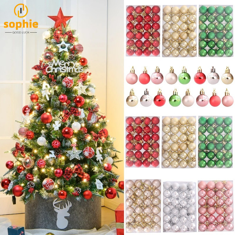 สะดวกปฏิบัติ Merry Christmas Balls- 3 ซม.ต้นคริสต์มาสแขวนเครื่องประดับ-พลาสติก Electroplated Ball จี้ Props