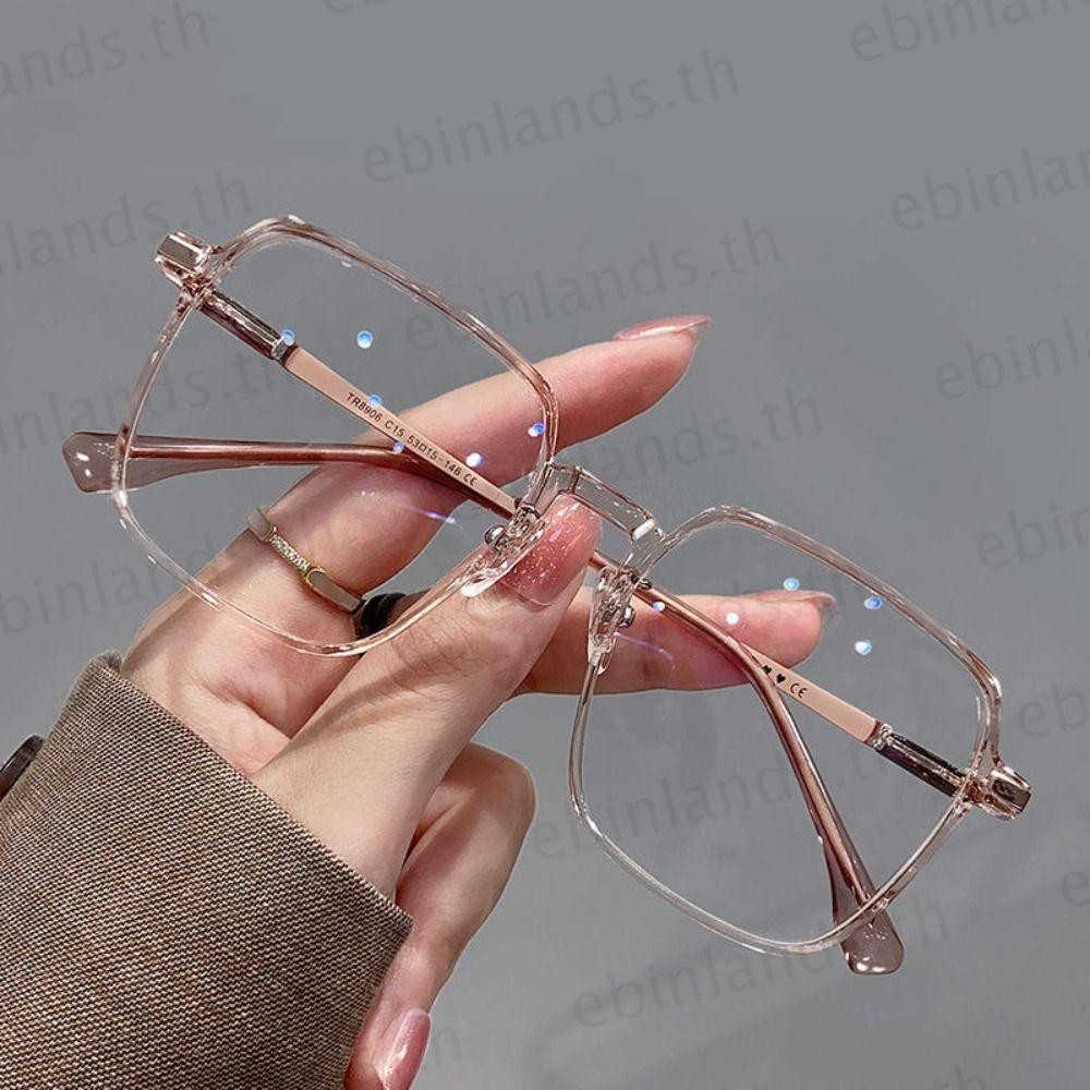 Ebinlands Anti-Blue Light แว่นตา, Eye Protection Ultralight Square, แบบพกพา Blue Blocking โลหะแว่นตาสํานักงาน