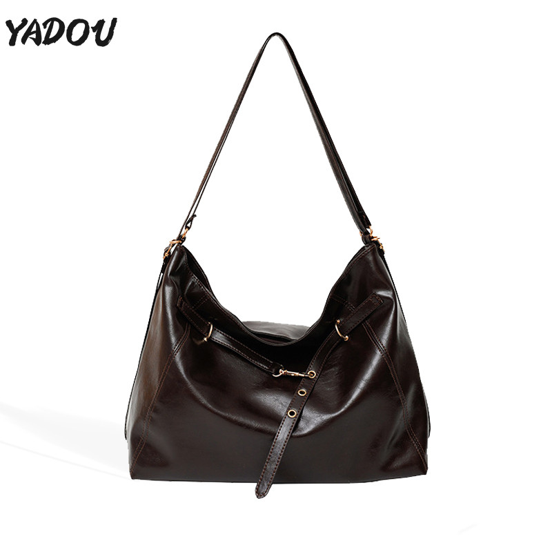 YADOU กระเป๋าเป้สะพายหลังมัลติฟังก์ชั่นย้อนยุคกระเป๋าสะพายเนื้อ PU เกาหลี