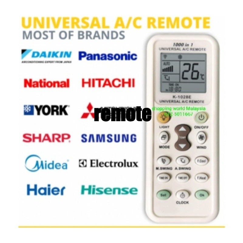 รีโมทคอนโทรล Aircond สากลทุกยี่ห้อ K-1028E/K-1028V รีโมทคอนโทรล Controller 1000in1