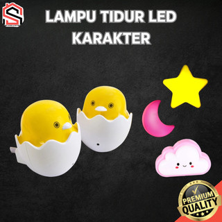 Lampu Tidur LED Lucu Dapur Rumah Kamar Sensor Cahaya Karakter Ayam Awan Bulan Bintang