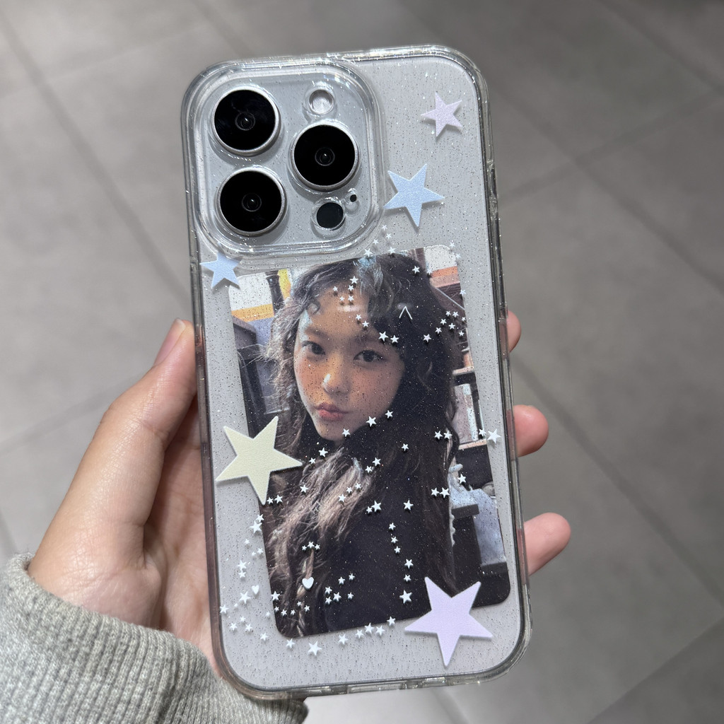 粉星口星星小卡กรณีโทรศัพท์มือถือแววสําหรับกรณี ไอโฟน 16โปรแม็กซ์ 15 15โปรแม็กซ์ 14โปรแม็กซ์ 13มือโปร 13โปรแ