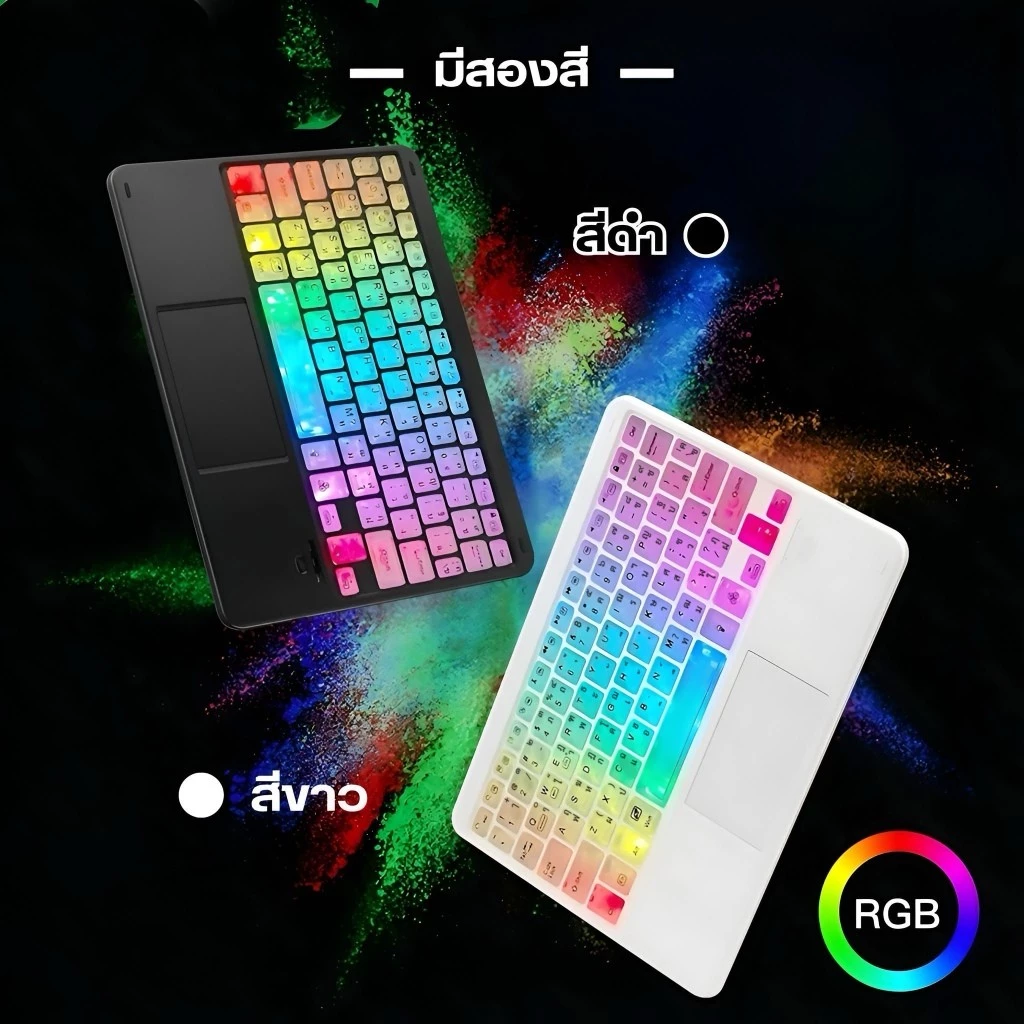 ชุดคีย์บอร์ด+เมาส์ไร้สาย แป้นพิมพ์ไทย ไฟ LED Backlight thumbnail 10