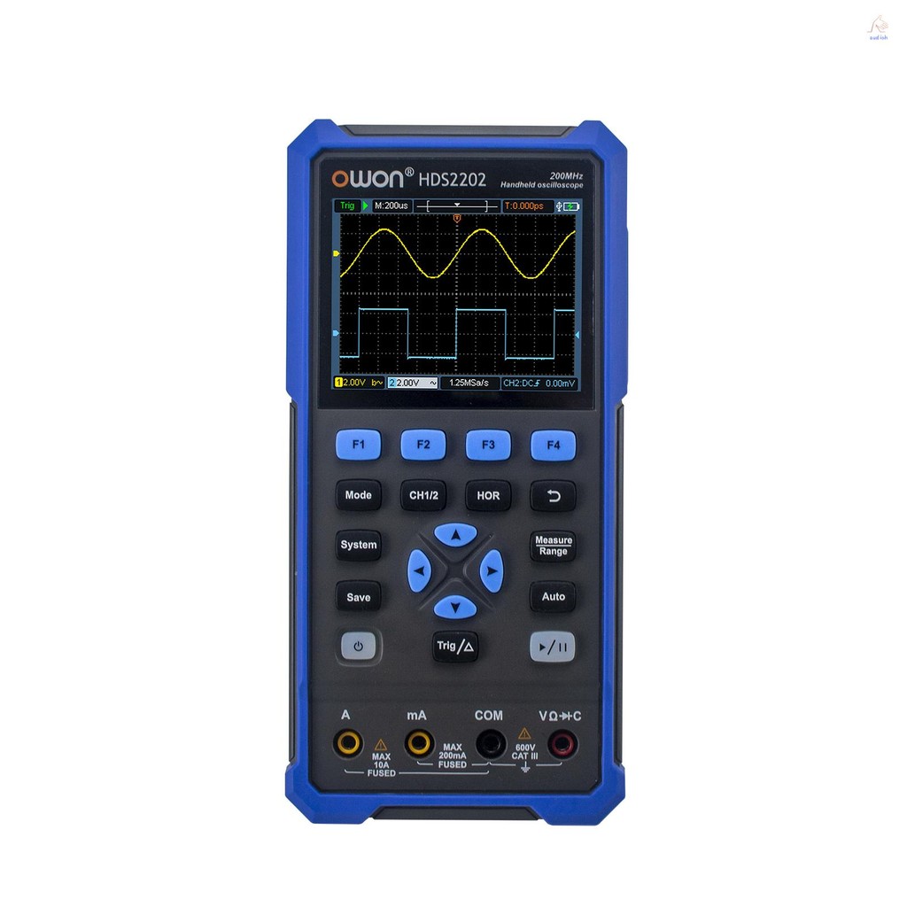 Owon HDS2202 มือถือดิจิตอล Oscilloscope มัลติมิเตอร์ 200MHz 1GSa/s Dual ช่อง Oscilloscope True RMS 2