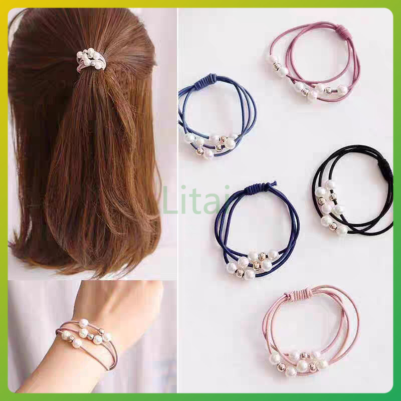 litai ยางรัดผมมุก ยางรัดผมเกาหลี ใส่ได้ทุกวัน
