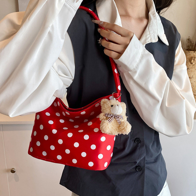 LHL BOUTIQUE Polka dot bag กระเป๋าถือ ลายจุด กระเป๋าแดง แฟชั่น