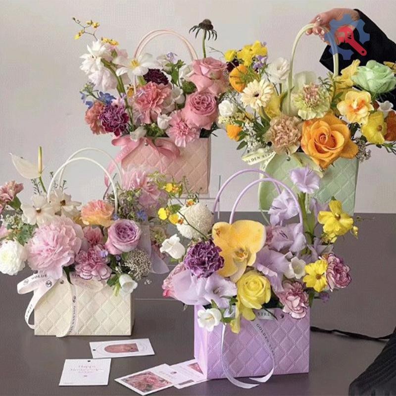 [GEX] กล่องบรรจุภัณฑ์ดอกไม้แบบพกพาตกแต่งงานแต่งงานถุงของขวัญกระเป๋าถือวันวาเลนไทน์ตกแต่งงานเลี้ยงวันเกิด DIY ช่อดอกไม้บรรจุภัณฑ์ TH