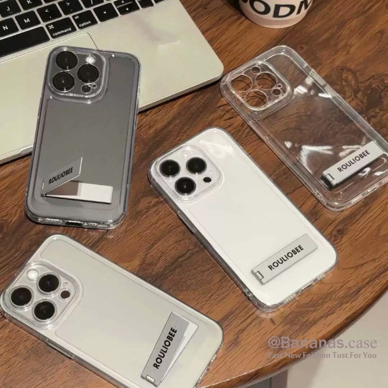 Iphone 16 15 14 13 12 11 Pro Max X XR XS Max 7 8 Plus SE2020 เคสโทรศัพท์ ins Clear + ขาตั้งโลหะปกอ่อน