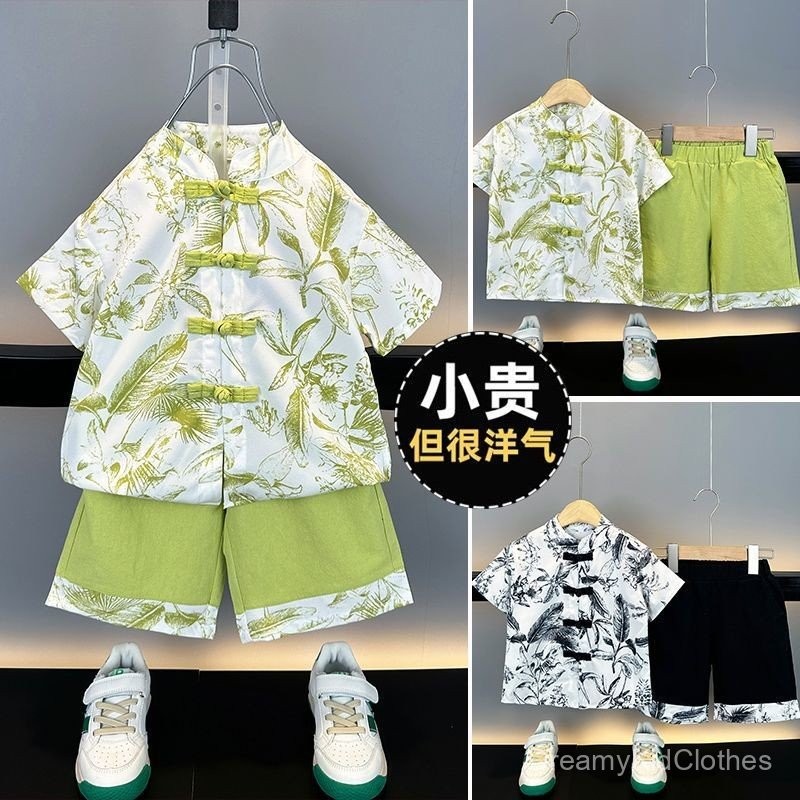 ชุด Hanfu สำหรับเด็กชุดฤดูร้อนสำหรับเด็ก CNY Hanfu สำหรับเด็กและเด็กผู้ชายชุดจีนแบบใหม่สไตล์จีนสไตล์จีนสำหรับเด็กผู้ชายหล่อ