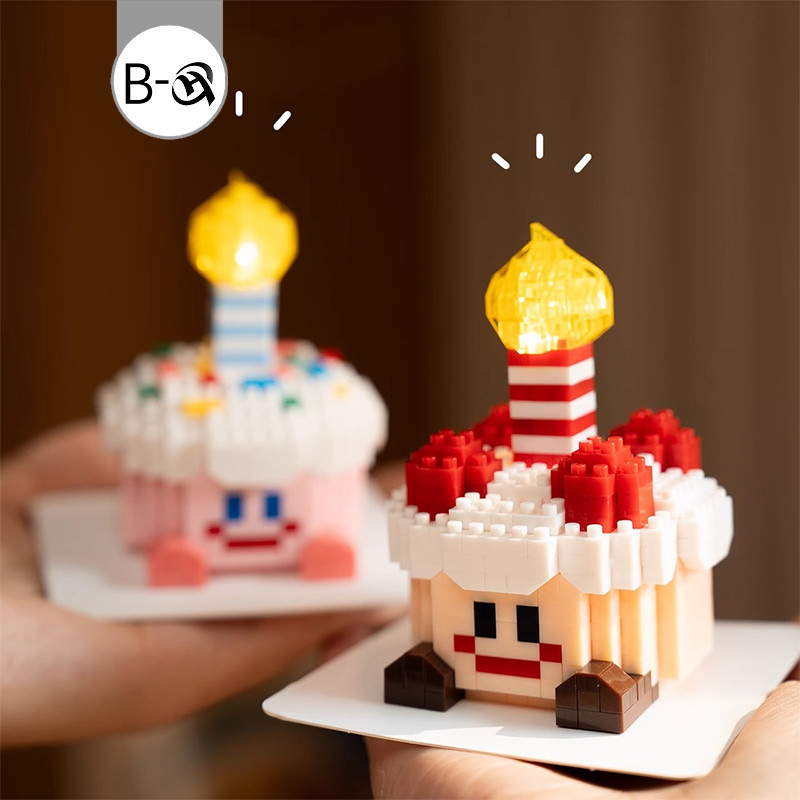 BHQ บล็อกตัวต่อเค้กวันเกิด ตัวต่อ พร้อมไฟ ของเล่นเด็ก ของขวัญวันเกิด