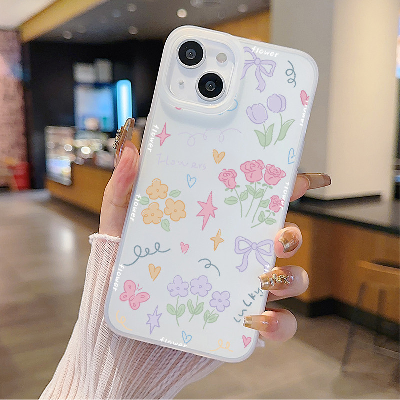 เคสไอโฟน 11 For IPhone 12 13 14 15 16 Pro Max 15 14 7 8 Plus X XR XSMAX SE 2020 การ์ตูน Graffiti ดอกไม้เคสโทรศัพท์นุ่ม - รูปที่ 3
