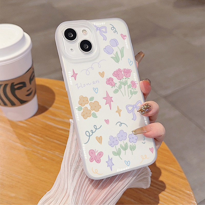 เคสไอโฟน 11 For IPhone 12 13 14 15 16 Pro Max 15 14 7 8 Plus X XR XSMAX SE 2020 การ์ตูน Graffiti ดอกไม้เคสโทรศัพท์นุ่ม - รูปที่ 5