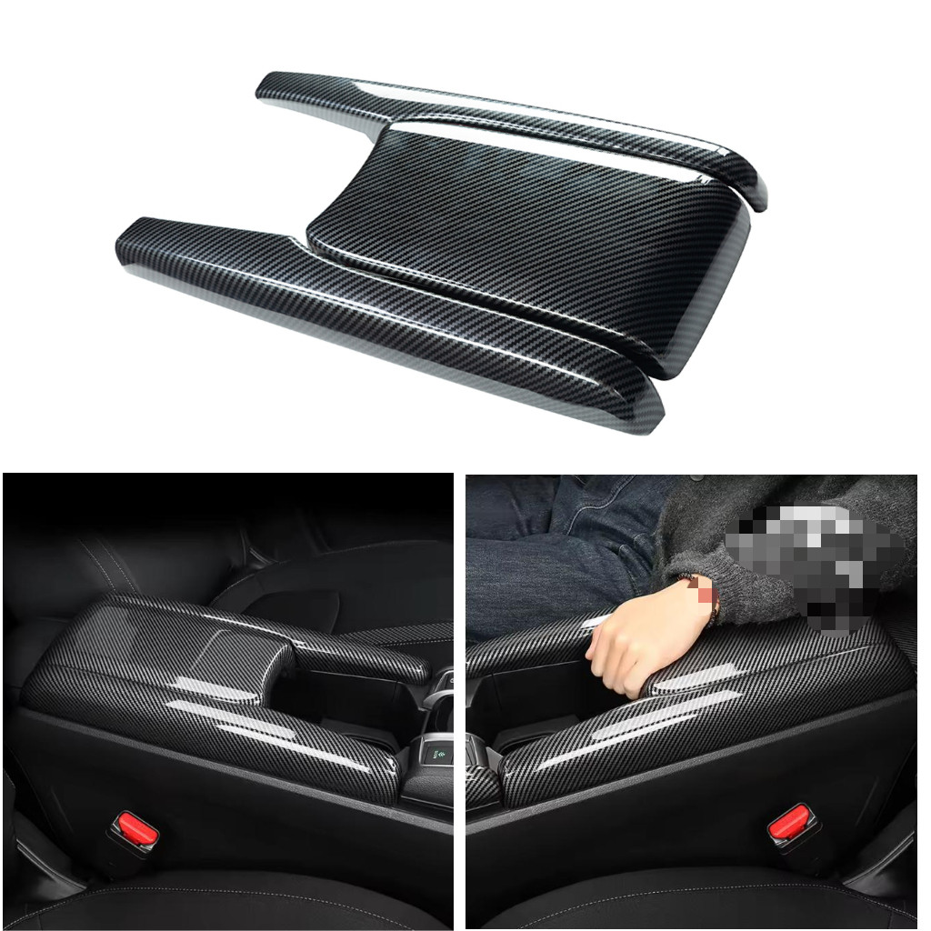 Possbay 3 ชิ้น/เซ็ตคาร์บอนไฟเบอร์ Central Armrest แผงกล่อง Fit สําหรับ Honda Civic 2016-2020