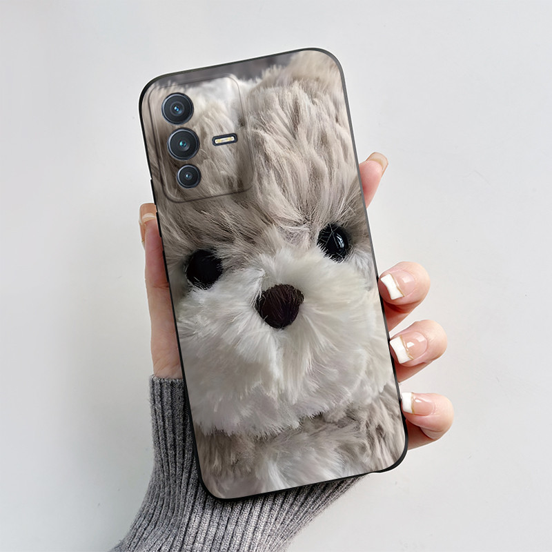 สําหรับ VIVO V23 V23E 5G ใหม่ 2024 การออกแบบหัวใจพิมพ์สีดํา Matte Soft ซิลิโคนฝาครอบป้องกัน VIVOV23 E เคสโทรศัพท์ - รูปที่ 2