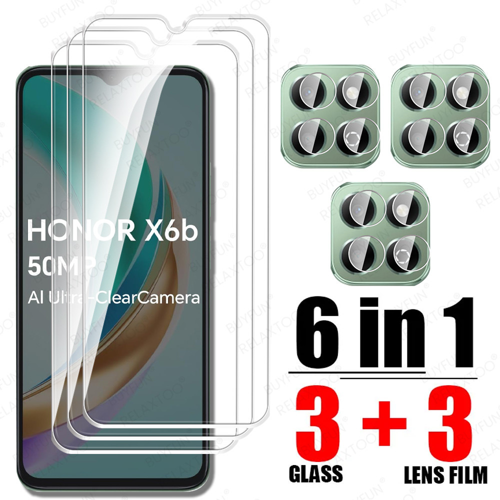 6in1 สําหรับ Honor X6b กระจกนิรภัย Honor X8b X7b 4G Honor X8 X6 B ป้องกันหน้าจอกล้องเลนส์ฟิล์ม
