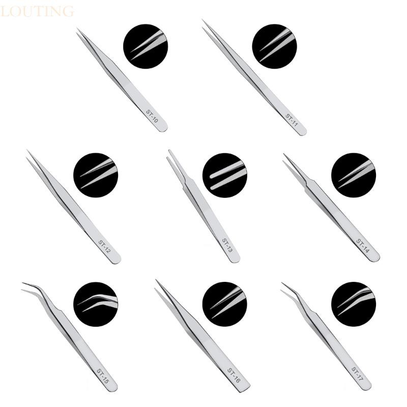 Louting Precision-Tweezers เครื่องมือปากคีบโค้งตรงอเนกประสงค์ปลายแหลมละเอียด