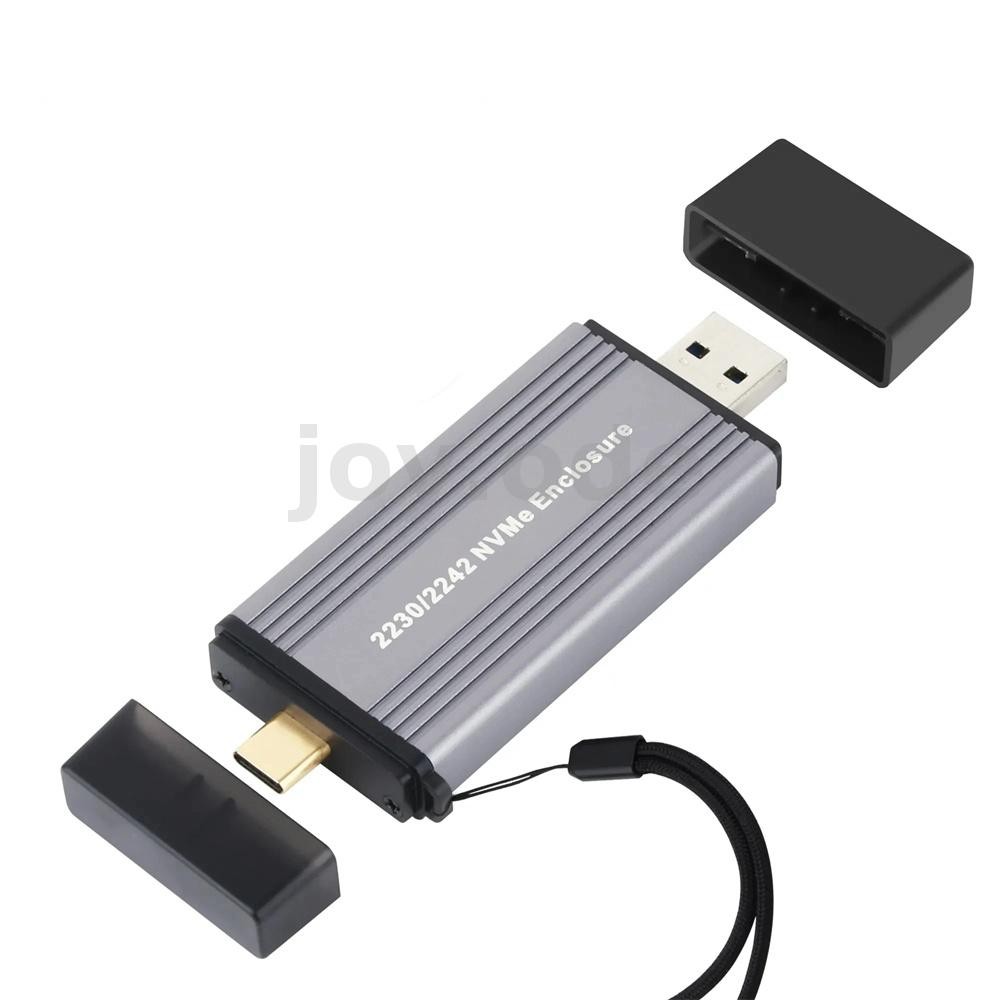 Dual Interface Plug-in M.2 MVMe SSD กรณี USB3.1 Gen2 10Gbps อลูมิเนียมประเภท A + Type C ภายนอก Solid