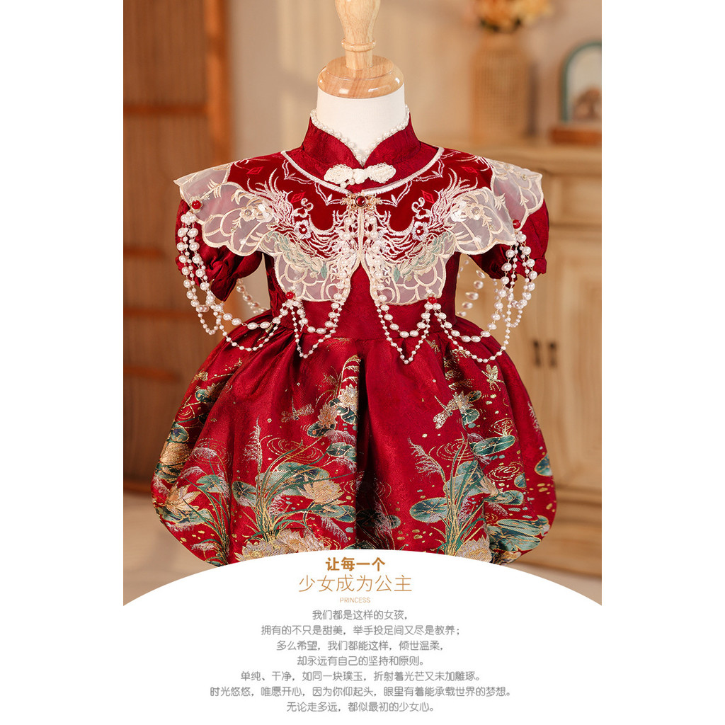 ชุดหนึ่งปีชุดเด็กสาวสไตล์จีน กลิ่นฉุน ชุดชุดเจ้าหญิงเด็กฤดูหนาวสาวสไตล์แห่งชาติ โคโรลลา - รูปที่ 6