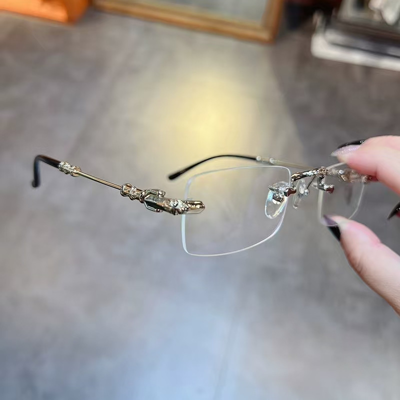 คุณภาพสูงแฟชั่นสันทนาการผู้ชายผู้หญิงแว่นตา Presbyopic ป้องกันรังสี Rimless โลหะสแควร์เกรด Rigal แว่นตาอ่านหนังสือสไตล์เกาหลี Retro แว่นตา SPG799