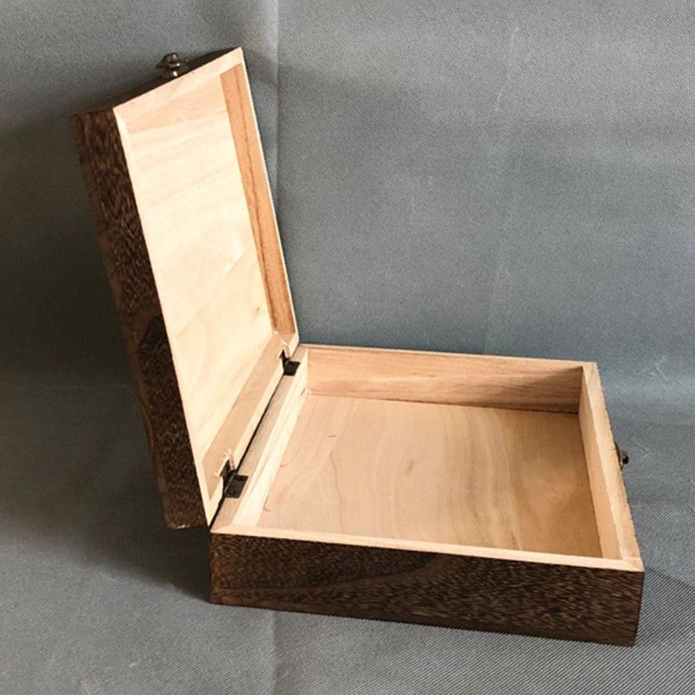 CYBER Retro Locking Storage Box, Wood Dust-Proof Tea Box, Sundries Organizer ประณีตพร้อมฝาปิด Vintage Treasure Chest Home Office ราคา ถูกที่สุด ดีลบีเคเค แกลเลอรีภาพที่ 3