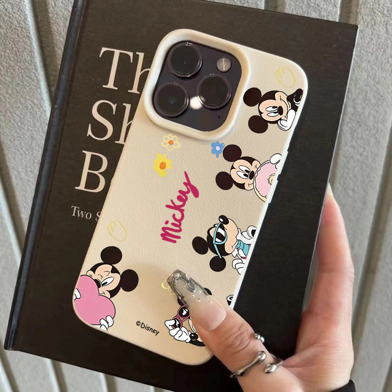 ฝาครอบโทรศัพท์นุ่มได For iPhone11 13 15 เคส ไอโฟน12 14 ProMax 7 8Plus X XR XS Maxมิกกี้รูปหัวใจ