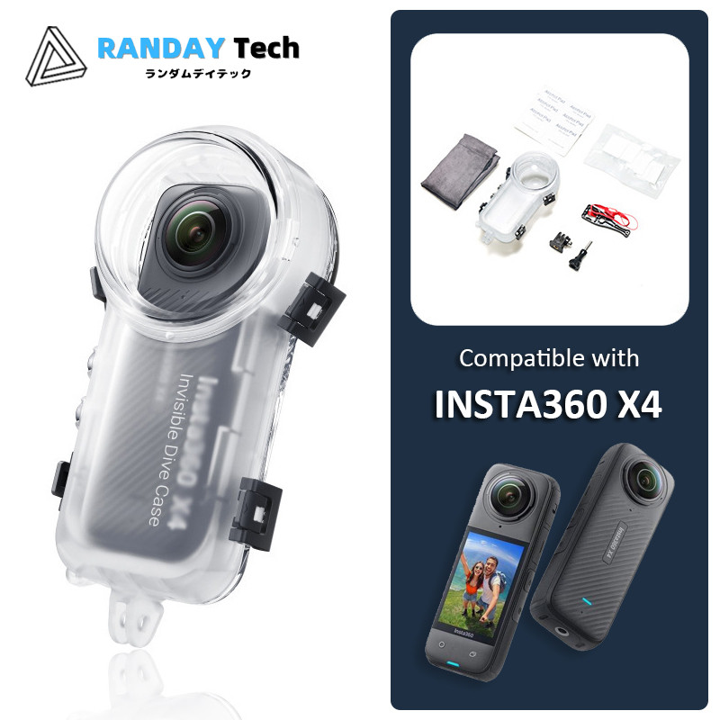 เคสดําน้ําสําหรับ Insta360 X4 Invisible Dive Case 50 ม. เคสดําน้ําปิดผนึกกันน้ํา (OEM)