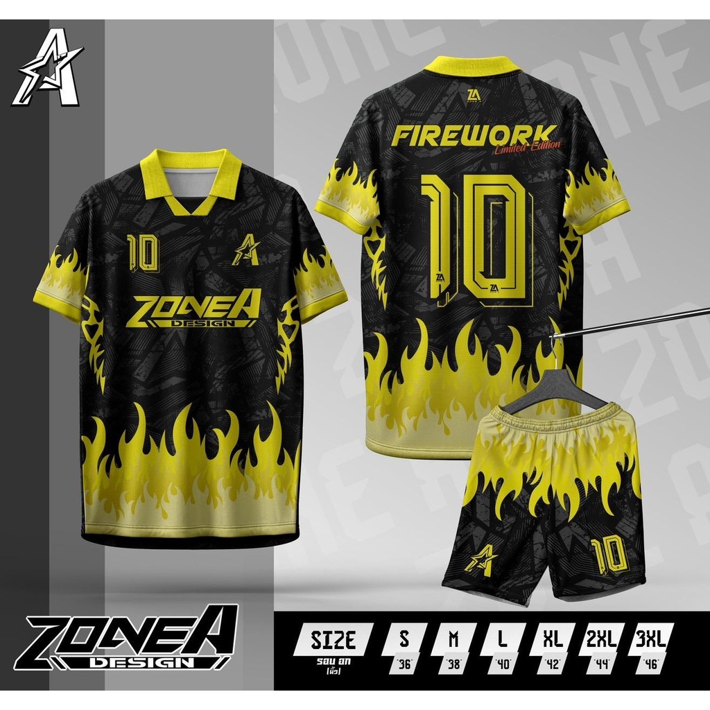 เสื้อพิมพ์ลาย Zone A  รุ่น ชุดดอกไม้ไฟ firework เสื้อบอล ใส่เล่นกีฬา สินค้าราคาโรงงาน