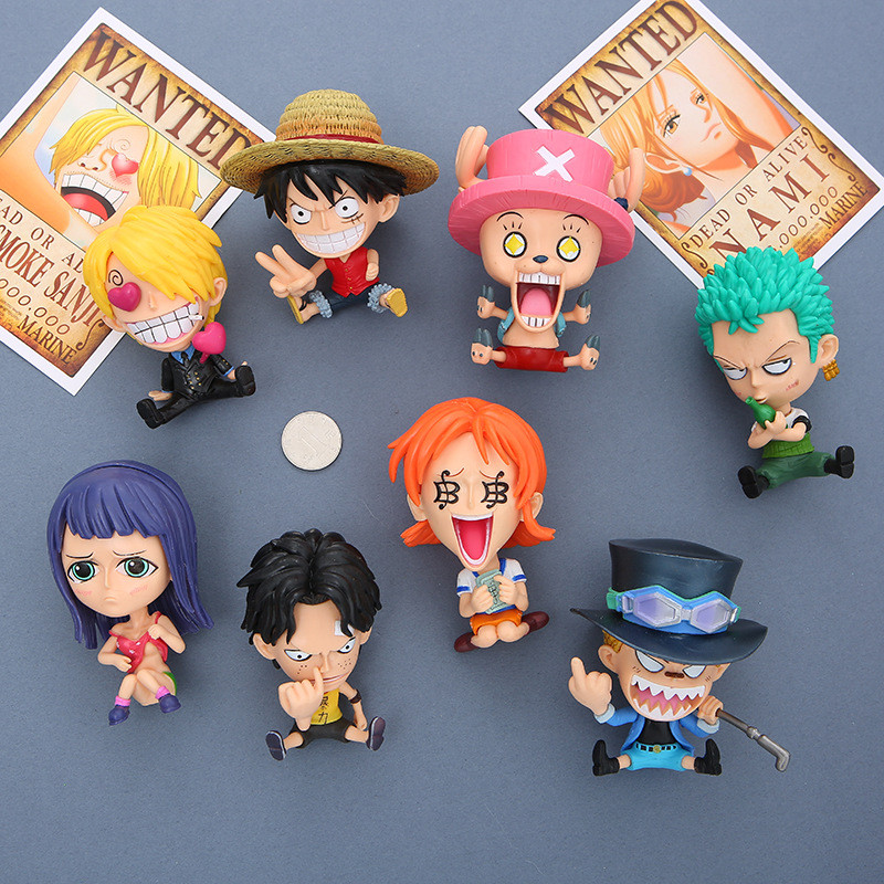 One Piece ตุ๊กตาฟิกเกอร์ Luffy Zoro Sanji ขนาดเล็ก 8-10 ซม. กล่องสุ่มตุ๊กตา ของเล่นสําหรับเด็ก สําหรับตกแต่งบ้าน