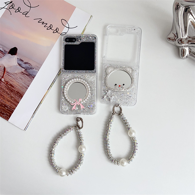 แฟชั่น Bling Glitter Bear Mirror Clear Case สําหรับ รูปที่ 2