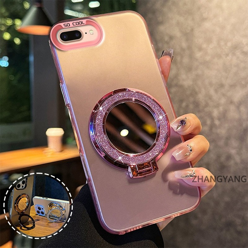 สําหรับ iPhone 7 Plus 8 Plus 6s Plus 6 Plus 7 8 6 6s วงเล็บหรูหราไฟฟ้าไล่ระดับสีแฟลชผงออกแบบใหม่เคสโทรศัพท์ SJSFDDB – โปรปัง