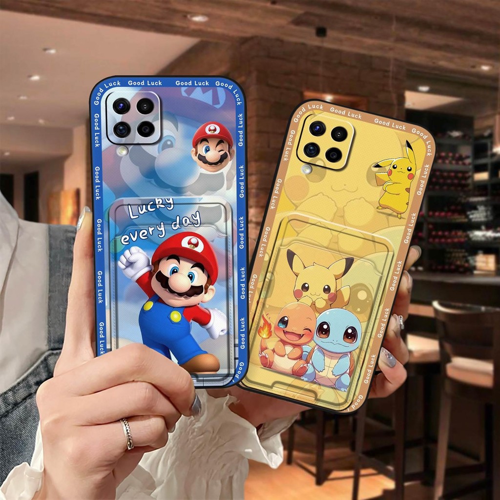 SAMSUNG การ์ดแขนช่องใส่การ์ดเคสโทรศัพท์สําหรับSamsung Galaxy A42 5G/SM-A462B/M42 5GฝาครอบสกปรกซิลิโคนTPUแฟชั่นออกแบบนุ่มกรณีการ์ตูนปกหลังกระเป๋าบัตรป้องกันฝุ่นทนทาน