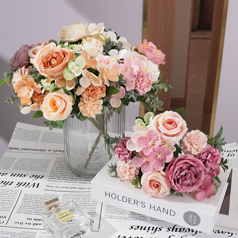 ช่อดอกโบตั๋น พีโอนี (Peony) ประดิษฐ์ สําหรับตกแต่งบ้าน งานแต่งงาน DIY ดอกไม้ปลอม
