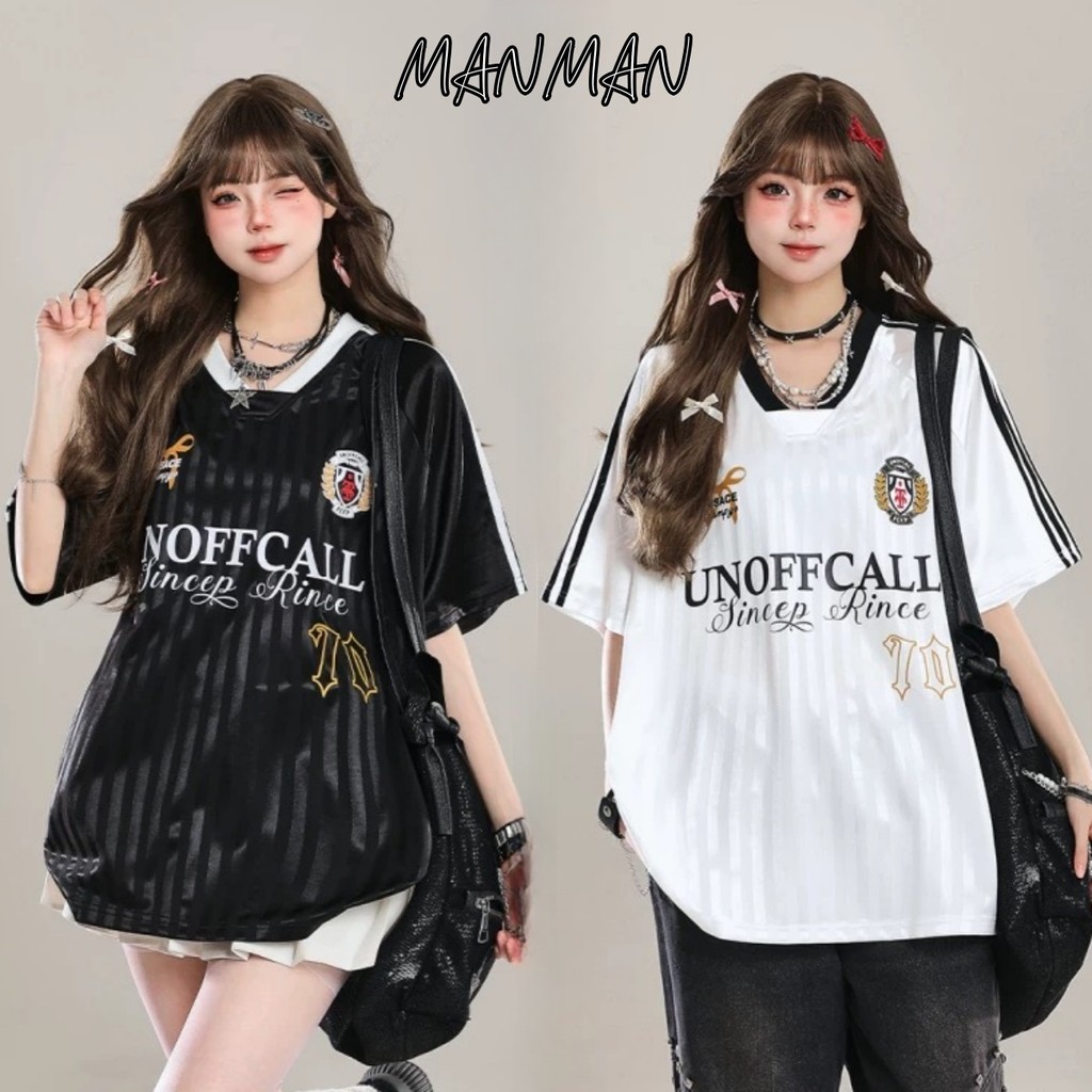 M＆M ฤดูร้อนยอดนิยม เสื้อยืดแขนสั้น สไตล์อเมริกันสตรีท หลวมแมทช์ลุคง่าย กีฬาสบาย