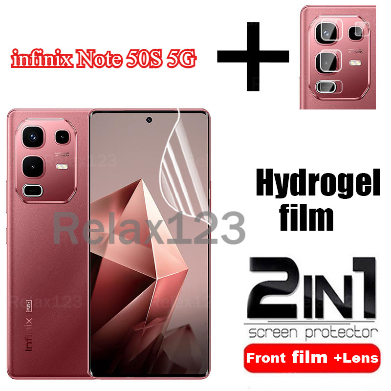 Infinix Note 50S 5G 2in1 ฟิล์มไฮโดรเจลด้านหน้าและฟิล์มเลนส์สําหรับInfinix Note50S Note50 S 5Gหมายเหต