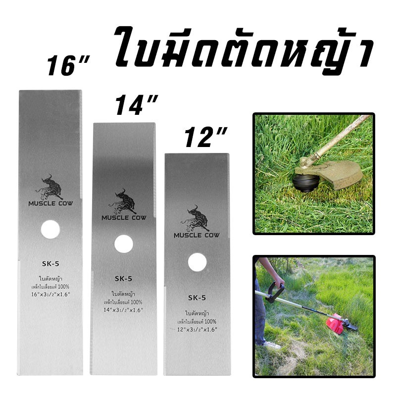 MUSCLE COW ใบมีดตัดหญ้า ใบมีดตัดหญ้าเหล็กคุณภาพสูง ใบมีดความแข็งแรงสูง SK5 ขนาด 12-16 นิ้ว ความหนา 1.6 มม - รูปที่ 7