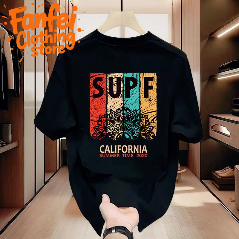 (จัดส่งตลอด 24 ชั่วโมง)Fanfei เสื้อยืดชายคุณภาพสูง ผ้าฝ้าย 100% เสื้อยืดโอเวอร์ไซส์ ไม่จำเป็นต้องรีดผ้า ไม่หดตัว