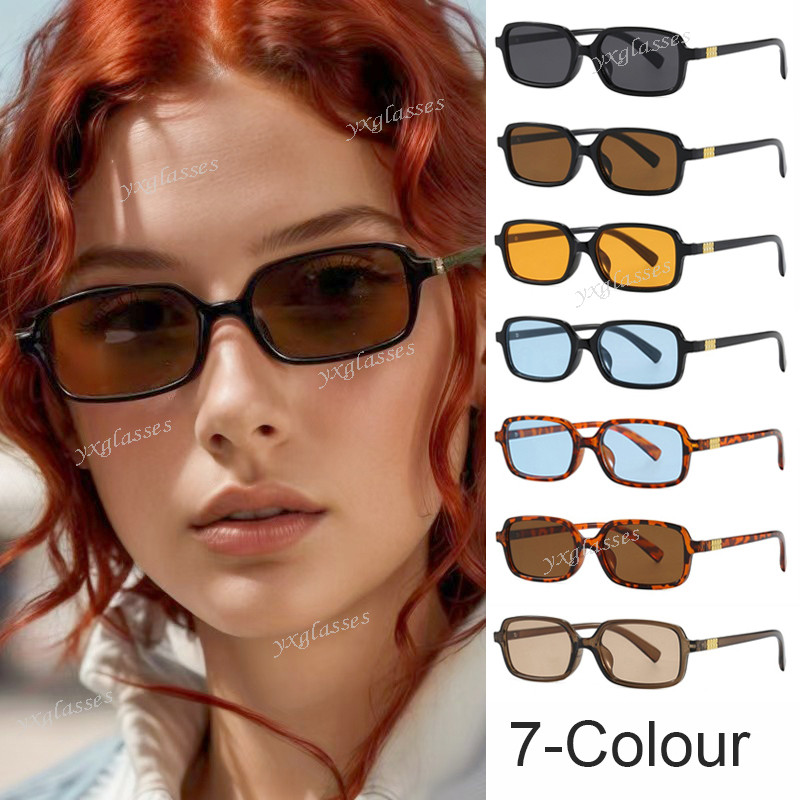 เวอร์ชั่นเกาหลีย้อนยุคสี่เหลี่ยมแว่นกันแดดกรอบเล็กสําหรับผู้หญิงผู้ชายแฟชั่นเสือดาวอาทิตย์แว่นตาร่มเงาป้องกันรังสียูวีป้องกัน